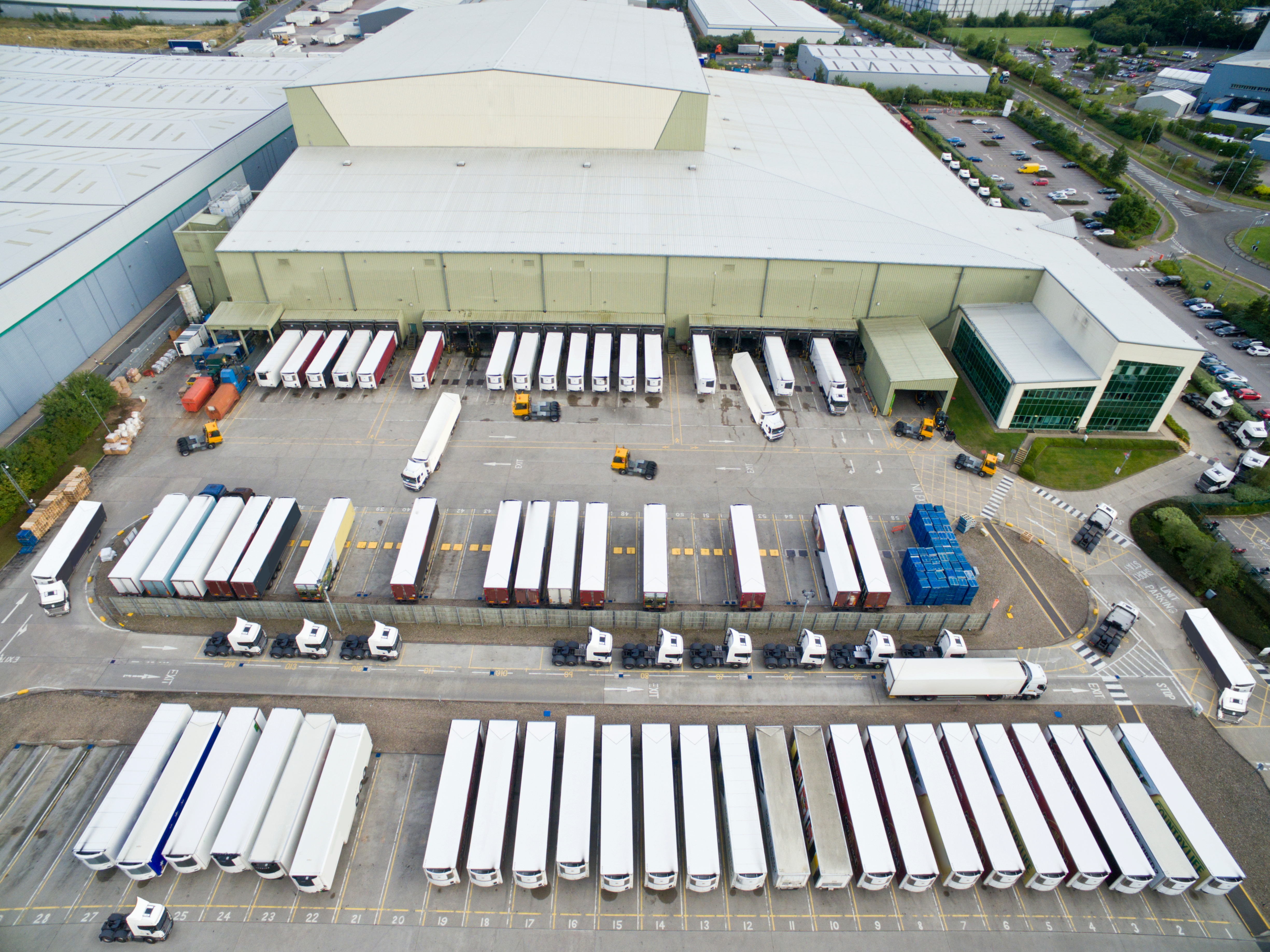 Loading dock elevation on a completed industrial building