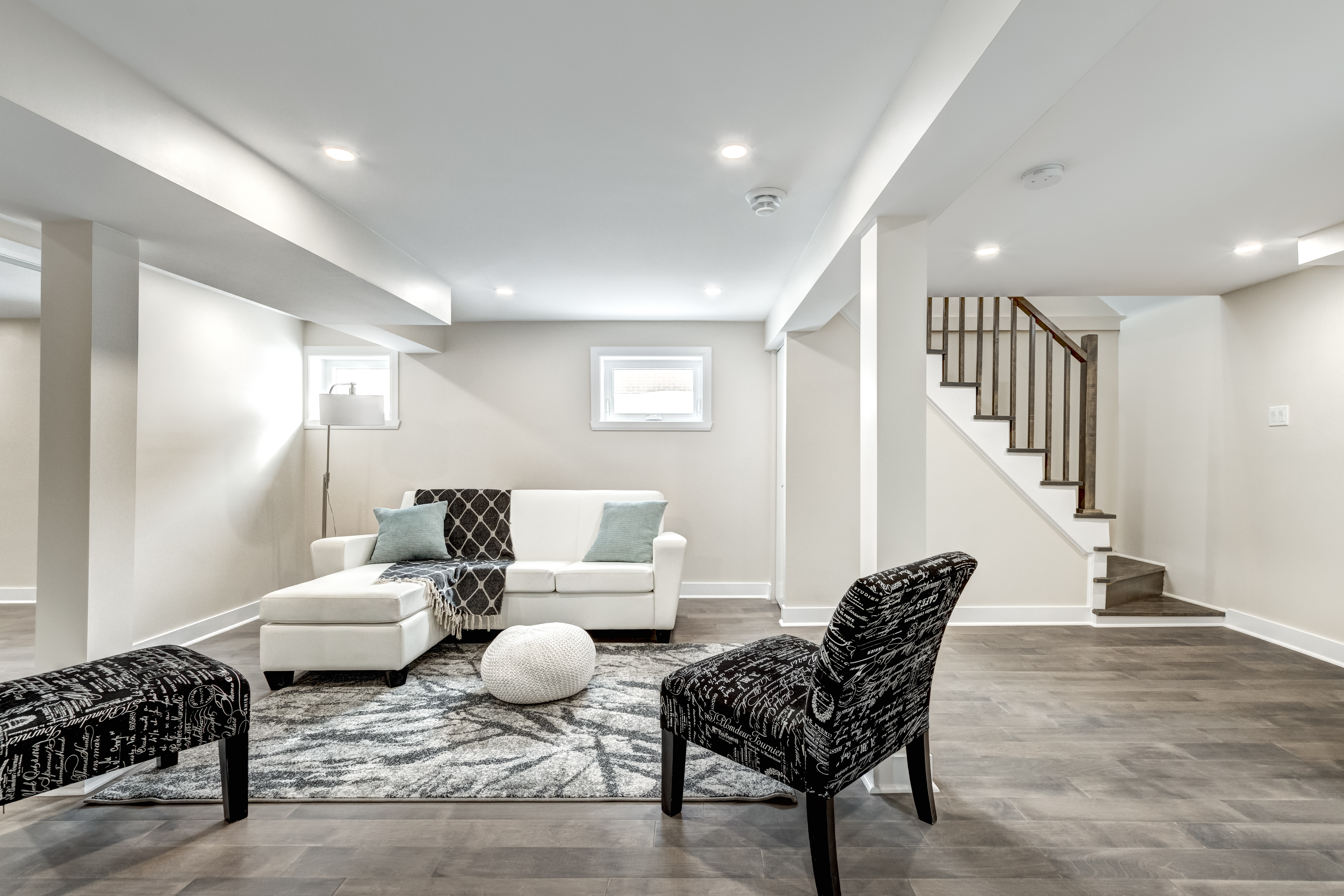 Luxury finished basement completed by Full Service Remodeling