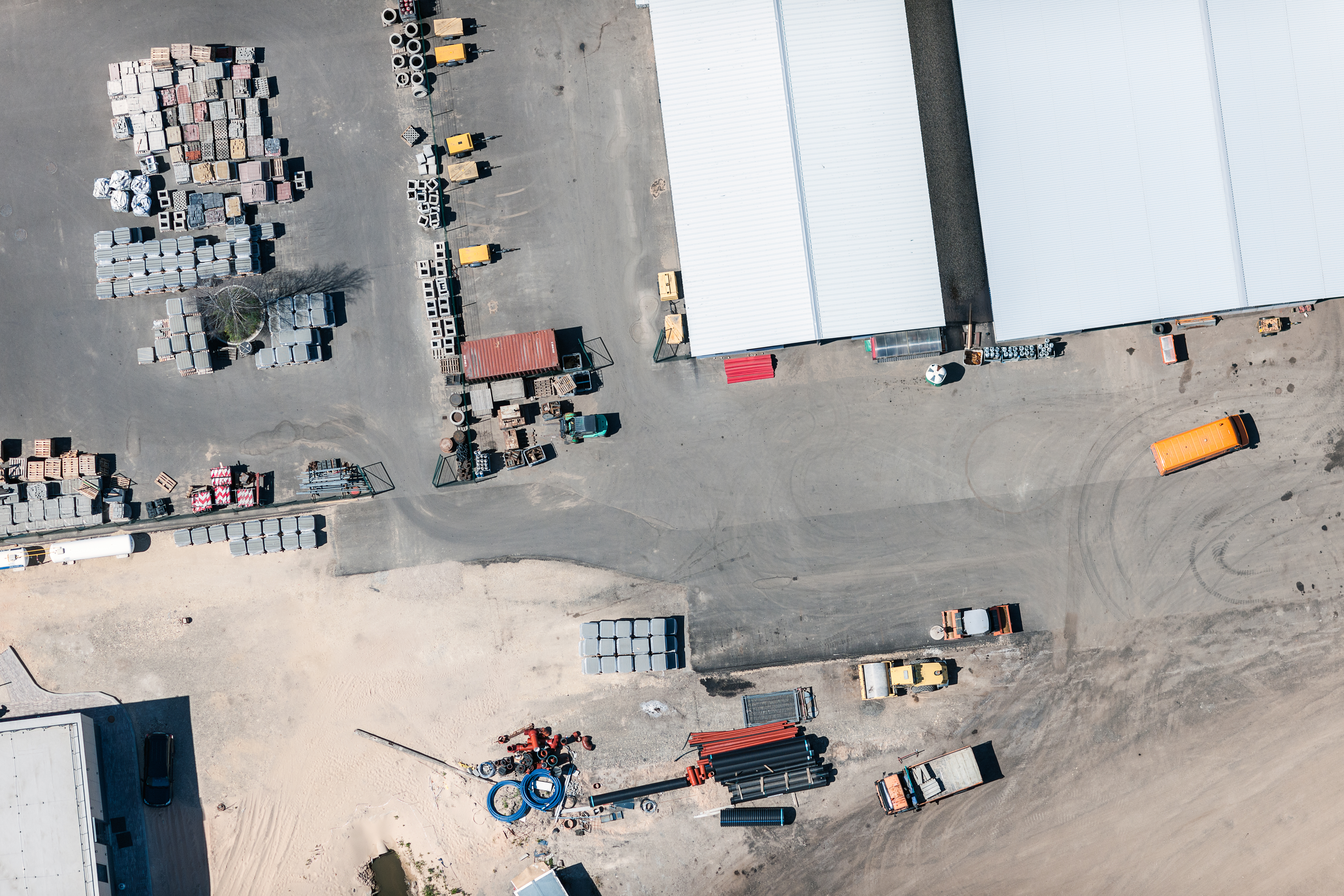 Aerial view of a ZCI Group industrial construction site in Metro Detroit