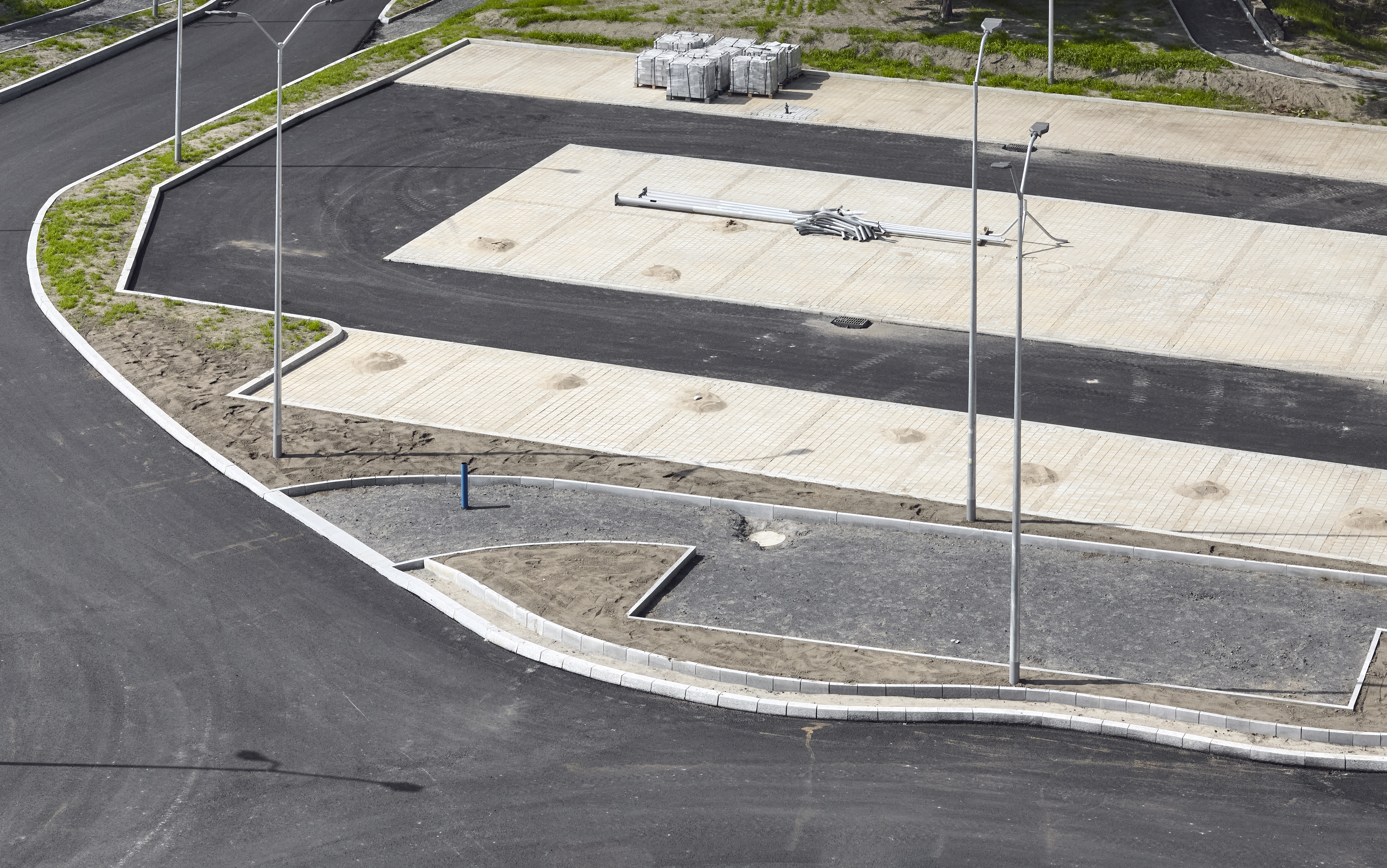 New commercial concrete parking lot