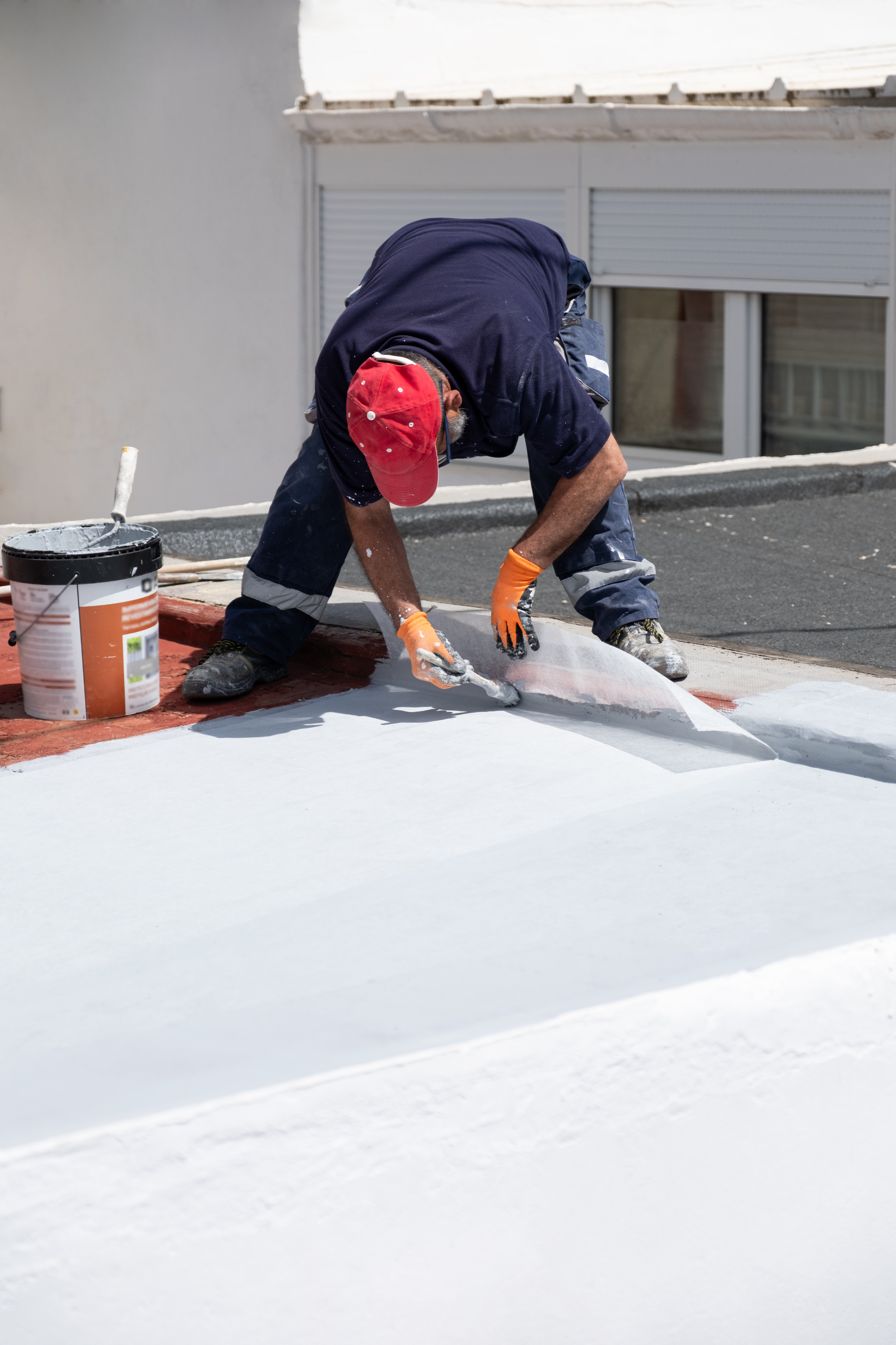 Aerial view of a completed commercial flat roof
